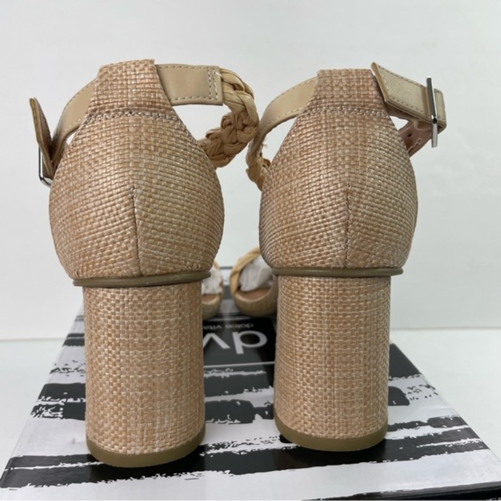 DV by Dolce Vita Hassa Heels‎ Natural Tan Braided Rattan Raffia Block Heel - Picture 10 of 14